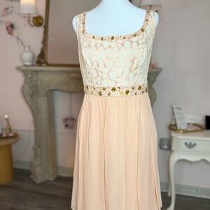 ANTONIO MELANI Peach and Gold Formal Dress